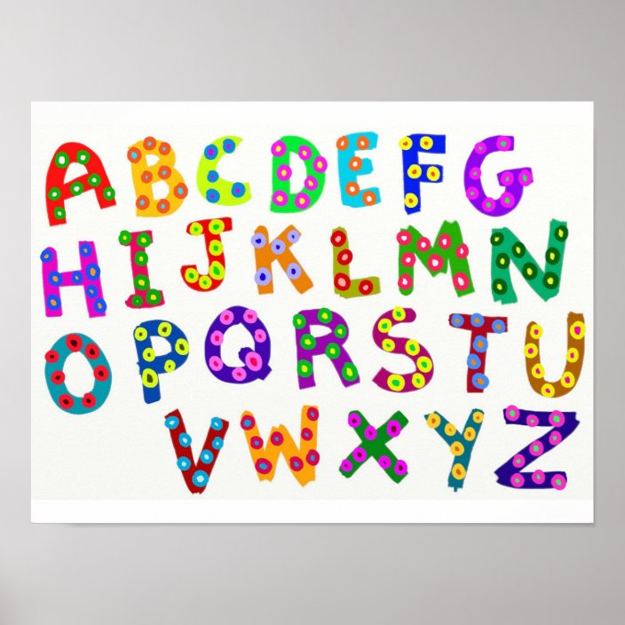 Funky Alphabet Childrens Poster | Zazzle.co.uk