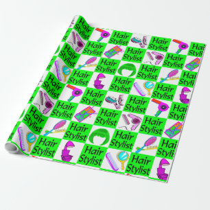 FUNKY AND CHIC HAIR STYLIST AND BEAUTICIAN WRAPPING PAPER