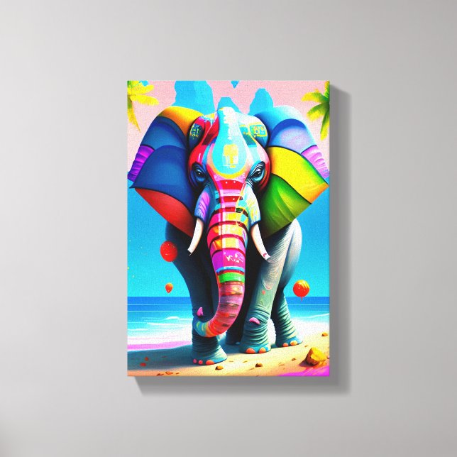 Funky and Playful Rainbow Elephant Print  (Front)