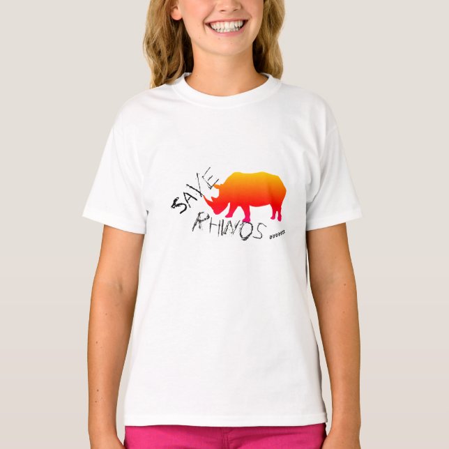 Funky and Stylish Save Rhinos Long Sleeve Top (Front)