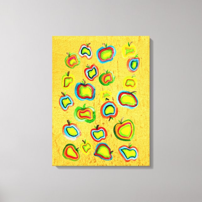 Funky apple watercolor fruit design canvas print (Front)