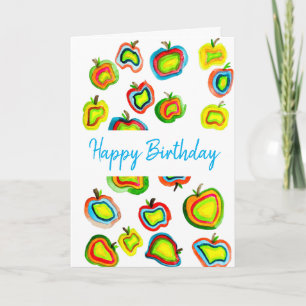 Funky apple watercolor fruit design card