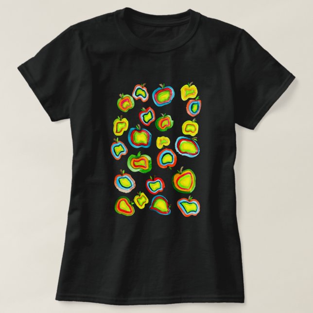 Funky apple watercolor fruit design T-Shirt (Design Front)