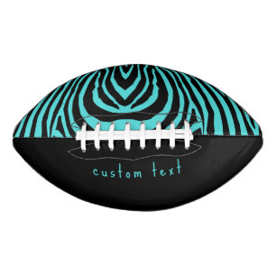 FUNKY AQUA & BLACK ANIMAL PRINT STRIPE PATTERN AMERICAN FOOTBALL
