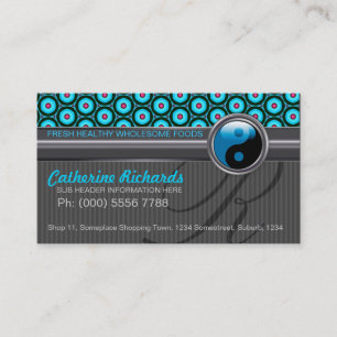 Funky Aqua Silver design Style Cafe Business Cards