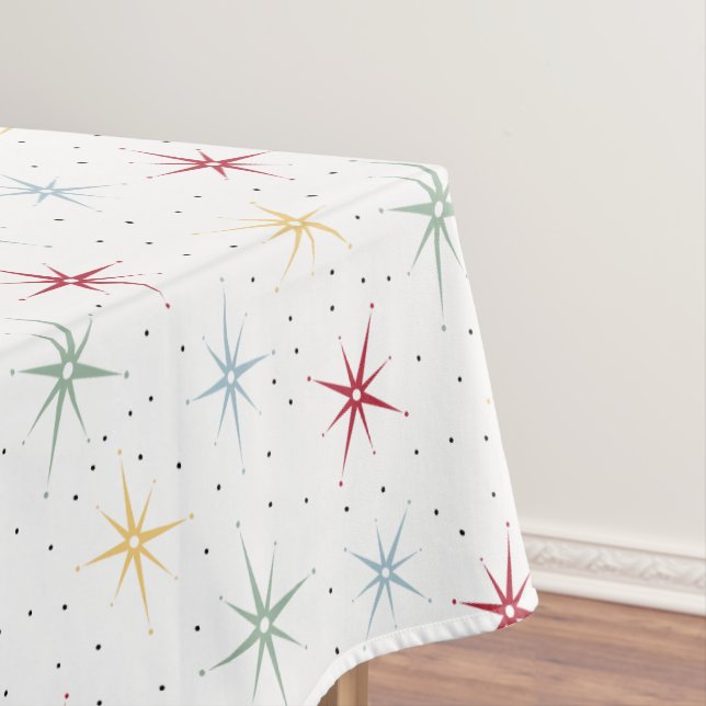Funky Atomic Age Starburst Mid Mod Pattern Tablecloth (In Situ)