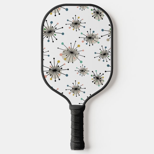 Funky Atomic Starburst Mid Century Modern Pattern Pickleball Paddle (Front)