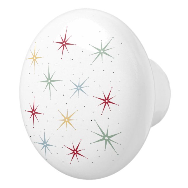 Funky Atomic Starbursts 1950s Mid Century Ceramic Knob (Right)
