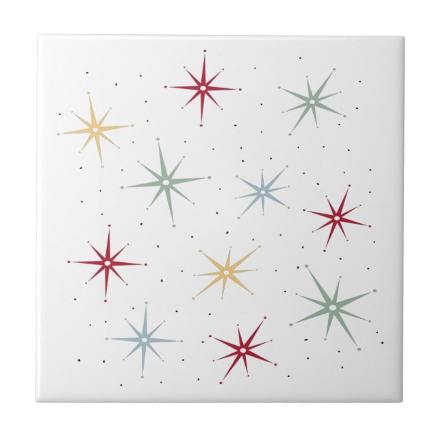 Funky Atomic Starbursts Mid Century 1950s Tile (Front)
