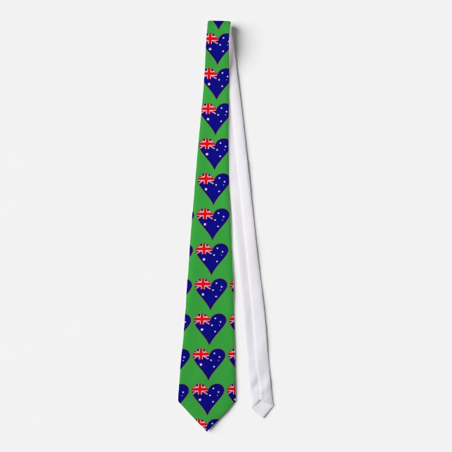 Funky Australia Heart Flag Green Background  Tie (Front)