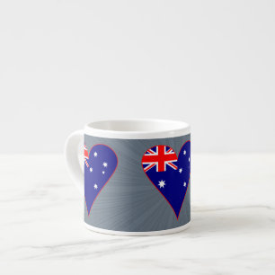 Funky Australia Heart Flag Red Border Grey Backgro Espresso Cup