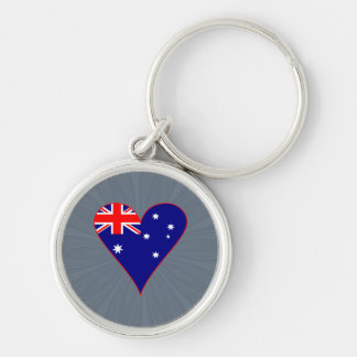 Funky Australia Heart Flag Red Border Grey Backgro Key Ring