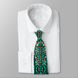 Funky Aztec Style Blue Pattern Tie