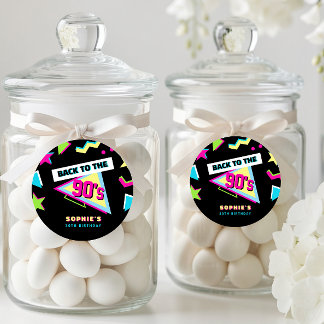 Funky Back To The 90s Retro 30th Birthday Party Favour Tags