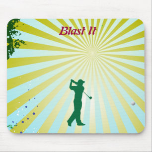 Funky background with golfer hitting ball mouse mat