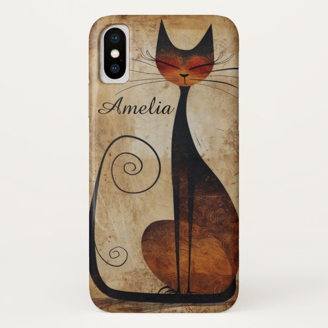Funky Beautiful Cat Customisable iPhone X Case (Back)