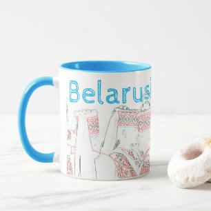 Funky Belarus Беларусь Folk Cross Stitched Mug Cup