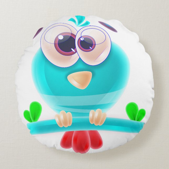 Funky Birdie Round Pillow (Front)