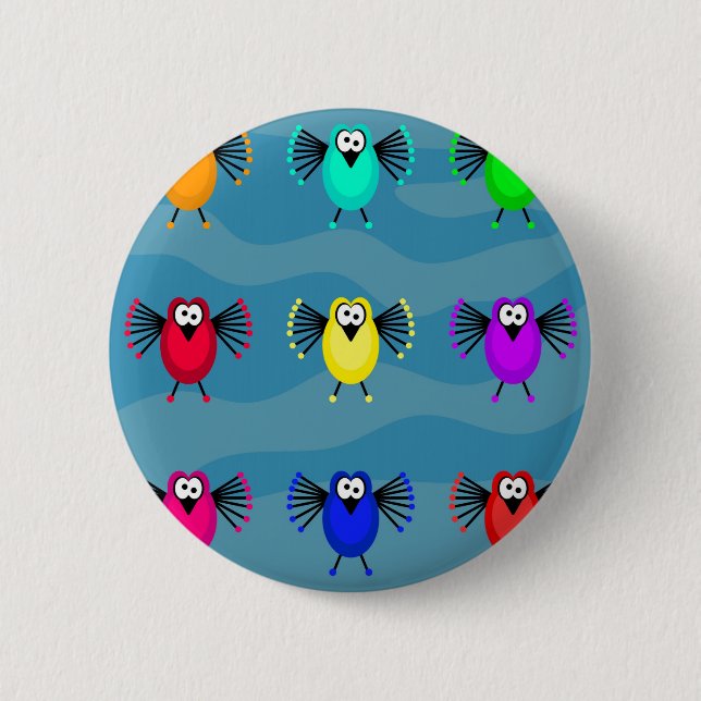 Funky Birds 6 Cm Round Badge (Front)
