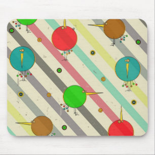 Funky Birds Striped Mousepad