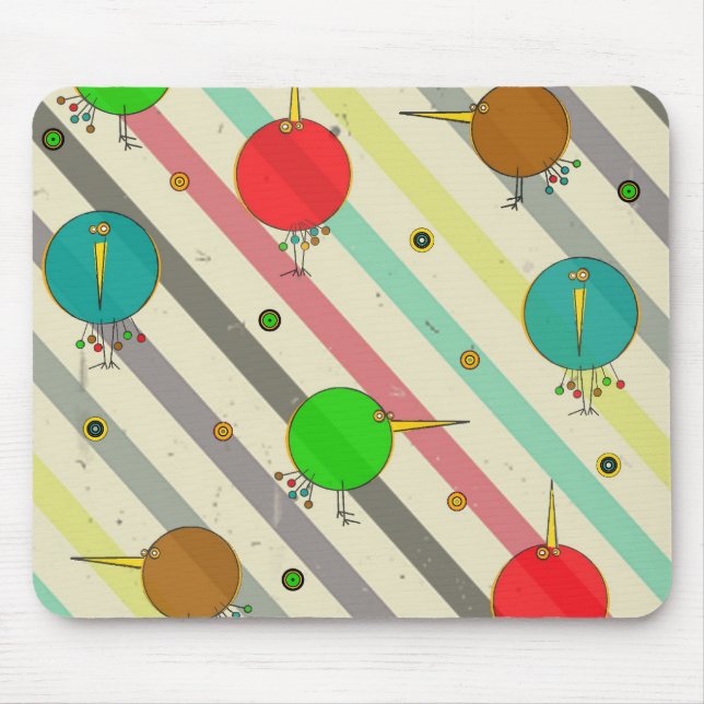 Funky Birds Striped Mousepad (Front)