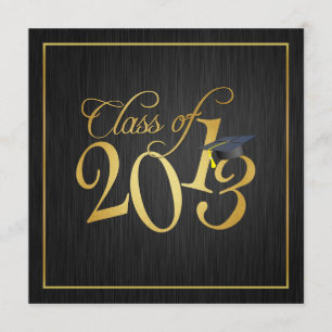 Funky Black and Gold Class of 2013 Invitation