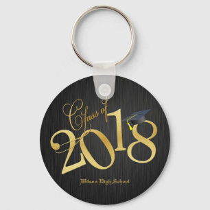 Funky Black and Gold Class of 2018 Graduations Key Ring