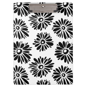 Funky Black and white floral Clipboard