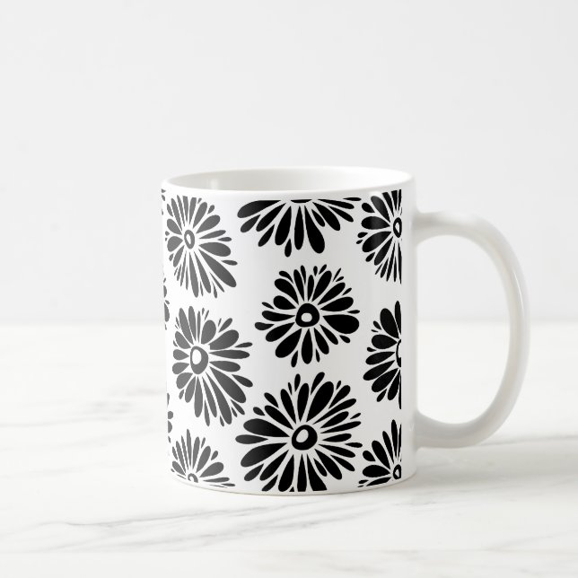 Funky Black and white floral Coffee Mug (Right)