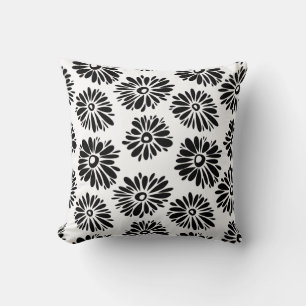 Funky Black and white floral Cushion