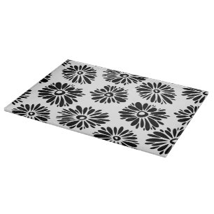 Funky Black and white floral Cutting Board