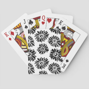 Funky Black and white floral Playing Cards