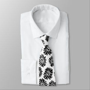 Funky Black and white floral Tie