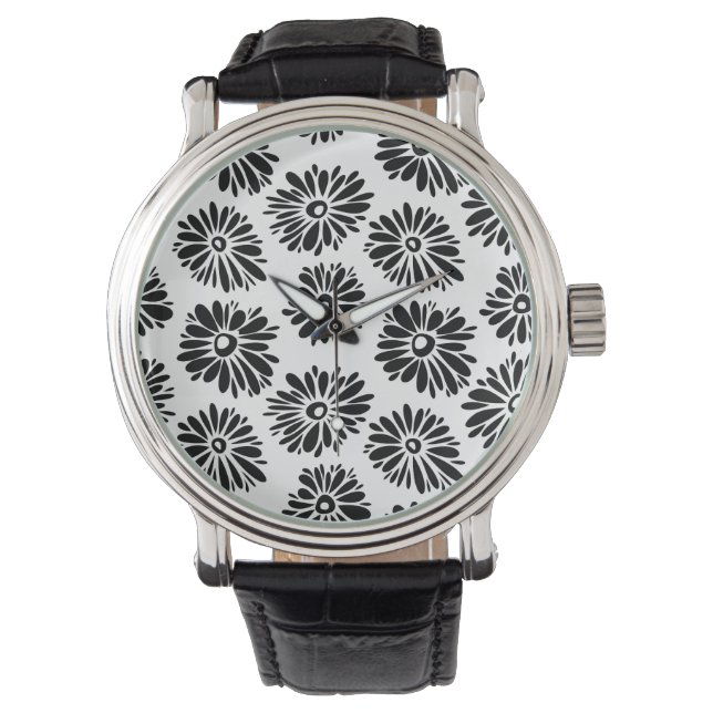 Funky Black and white floral Watch (Front)