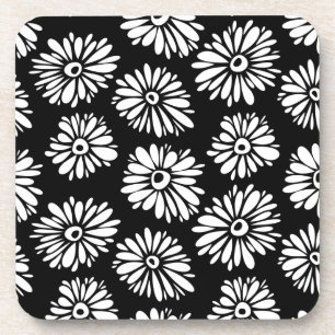 Funky Black and white flowers Coaster