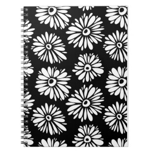 Funky Black and white flowers Notebook