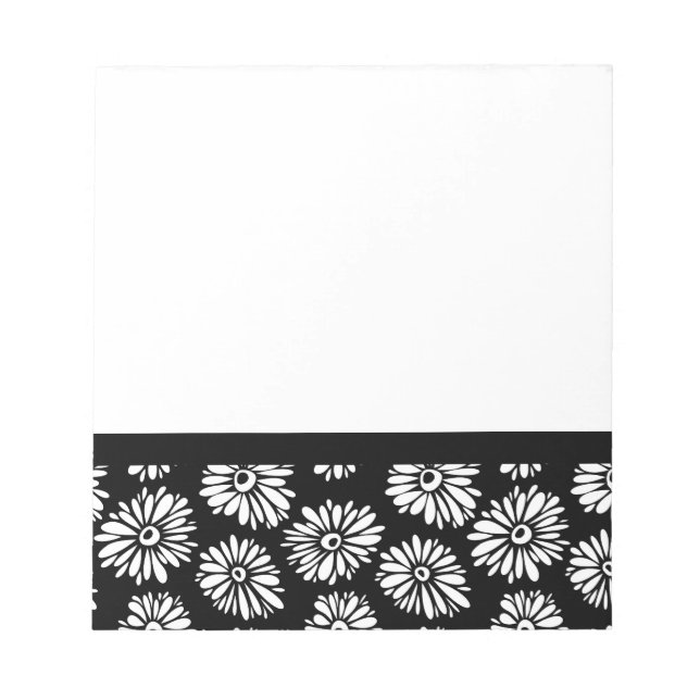 Funky Black and white flowers Notepad (Front)