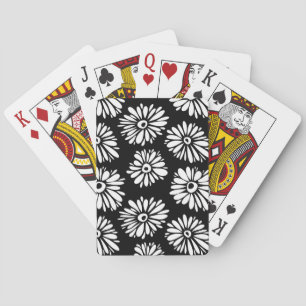 Funky Black and white flowers Playing Cards