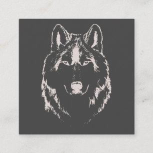 Funky Black And White Wolf Face Head Sketch Enclosure Card