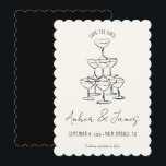 Funky Black Hand drawn Champagne Tower Wedding Save The Date<br><div class="desc">Get ready to party! Our quirky wedding save the date invitation is here to spread the funky vibes ahead of your big day. In black and warm off white (all colours can be changed in the design tool if you like!), this funky hand drawn design brings the fun with a...</div>