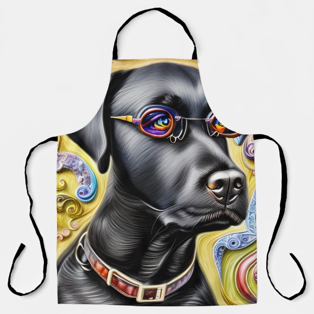 Funky Black Labrador Apron (Front)
