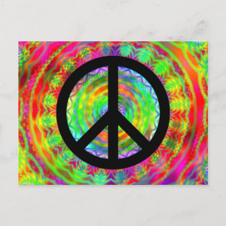 Funky Black Peace Sign Postcard