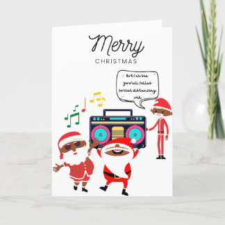 Funky Black Santa Christmas Card 003