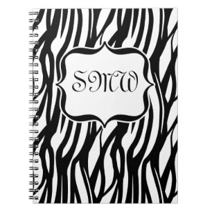 Funky Black/White Zebra Monogram Notebook