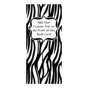 Funky Black/White Zebra Monogram Rack Card
