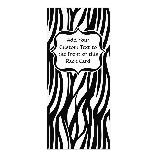 Funky Black/White Zebra Monogram Rack Card (Front)