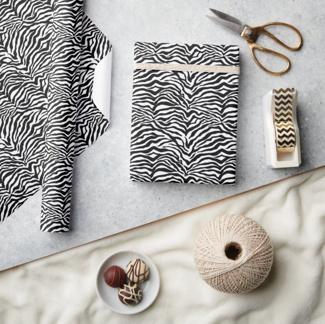 Funky Black White Zebra Print Pattern Gift Wrapping Paper (Crafts)