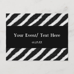 Funky Black White Zebra Stripes Announcement Postcard