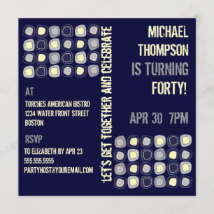 Funky Blocks Adult Birthday Party Invitation