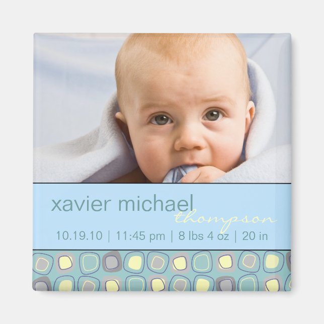 Funky Blocks Baby Photo Magnet (Front)